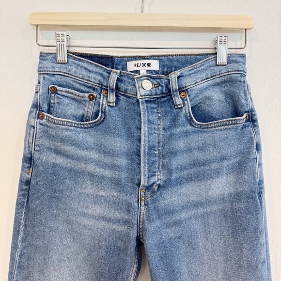 Re/Done Denim 70s Stove Pipe Button Fly Distressed Hole High Rise Jean Casual 27 - Picture 4 of 12